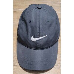 Nike Strapback Hat Youth Size 4-7 Gray Adjustable Swoosh Logo Solid Cap Child